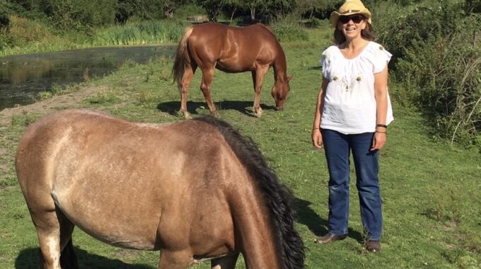 Jo Peirson At Spirit And Soul Equine Therapy Centre In Derbyshire Receiving Some Healing Energy From The Horses.